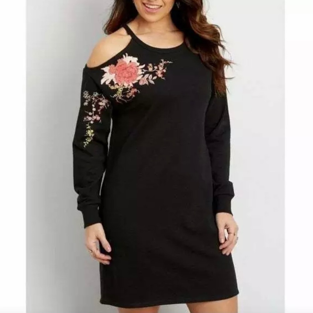 Maurices Cold Shoulder Embroidered Floral Dress